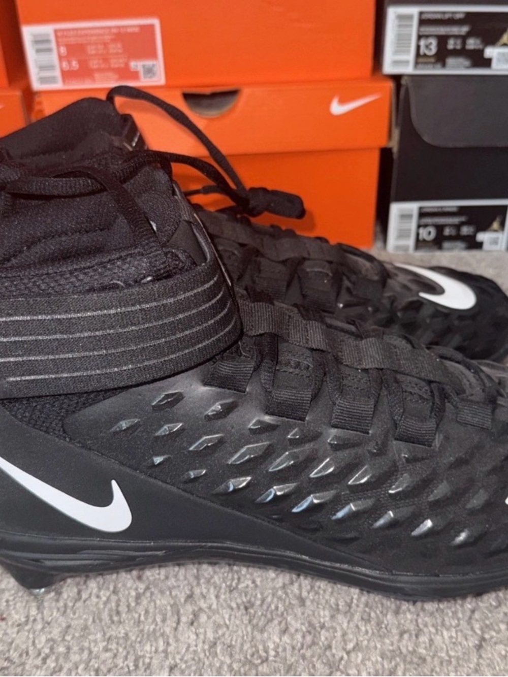 Size 11 Nike Force Savage Pro 2 Detachable Black Mens Football Cleats BV3981-001